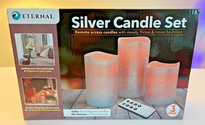 Remote Access Candles, Silver Candle Set of 3 by Eternal, Wireless, New in box - Picture 1 of 6