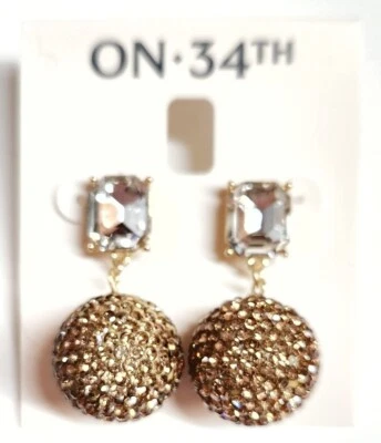 Pendientes colgantes On 34th Pave bola de fuego beige multi dorado nuevos con etiquetas Foto 1 de 4