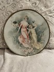Beautiful Victorian Flue Cover Of Woman And Cherubs Birds Lithograph Butterflies