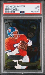 1997 Metal Universe Marvel Metal #8 John Elway / Captain America | PSA 9 Mint | - Picture 1 of 2