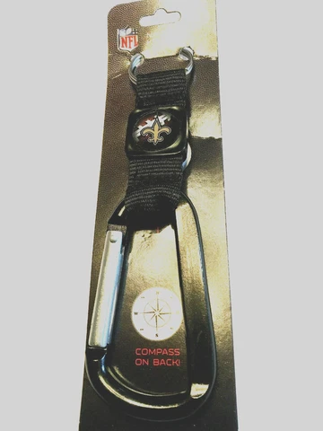 NEW ORLEANS SAINTS NAVI-BINER CARABINER KEYCHAIN KEY RING WITH COMPASS 6" NEW Cover