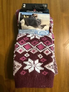 Cuddl Duds Socks Soft Inside Leg Layering Plushfill 360 Maroon 2 Pair - Picture 1 of 8