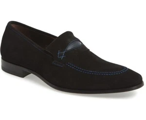 Handmade Men Black suede leather shoes moccasins slip ons casual formal shoes - Bild 1 von 5