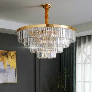 23.6" K9 Crystal Chandelier Luxury Pendant Lamp Ceiling Fixtures Home Lighting - Picture 1 of 11