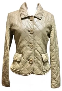 WILSONS Vintage Genuine Tan Leather Women's Diamond Quilted Sz S Jacket Wilson’s - Picture 1 of 8