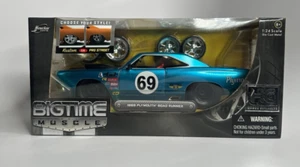 JADA 1:24 BTM '69 PLYMOUTH ROAD RUNNER BLUE DIE CAST MODEL CAR with Wheels - Picture 1 of 11