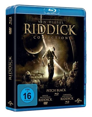 Riddick - Teil: 1 - 3 (2000 - 2004)[2 Blu-ray + DVD/Neu/OVP] Vin Diesel - Bild 1 von 4
