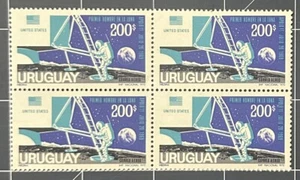 URUGUAY 1970 SPACE APOLLO 11 on MOON SC#C372 MNH CV$4.00 BLOCK OF 4 - Picture 1 of 1