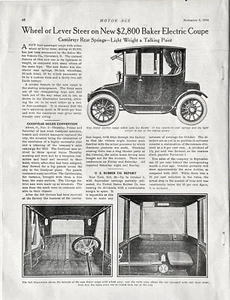 Bericht 1915 Baker elektrisches Coupe Rad oder Hebel Lenkung 2800 $ Bilder und Info - Bild 1 von 1