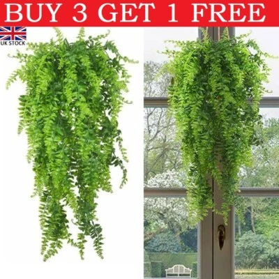 Artificial Hanging Fake Fern Succulent Trailing Ivy Vines Plant Flower Basket UK - Image 1 of 4