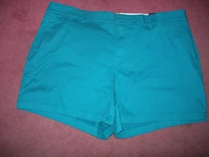 Lane Bryant Teal Twill Girlfriend Shorts 28 Box Pleat Trim (28W 3X 4X) - Picture 1 of 2