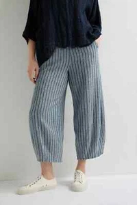 Sahara Leinen Viskose Streifen Luftpolster Hose Gr. 2 UK 12 14 NEU blau marine NEU - Bild 1 von 16