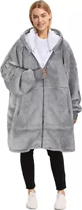 Zip up Blanket Hoodie Sweatshirt, Oversized Sherpa Pullover Jacket Coat for Men - Picture 1 of 7