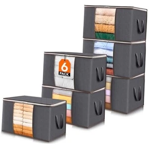 6 Pack Clothes Storage, Foldable Storage and Organization, Storage Bins with - Picture 1 of 7