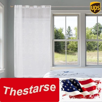 Par de cortinas de encaje floral tejidas color blanco red de sombreado para dormitorios 108" X 100" Foto 1 de 4