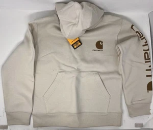 Carhartt Beige Tan Sweatshirt Kids Small (8-10) Graphic On Sleeve - Picture 1 of 5