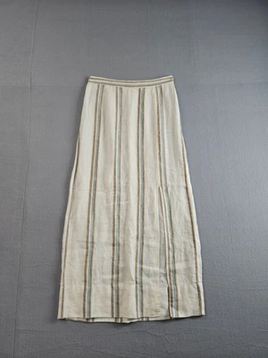 Falda Madewell Mujer S Azul Crema Tostado Rayas Lino Maxi Informal Relajada Pull On Foto 1 de 4