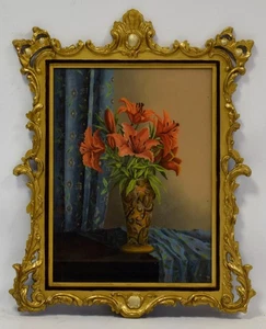 Altes Gemälde, Stillleben mit Blumen, Gouache 55,5 x 43,5 cm - Bild 1 von 10