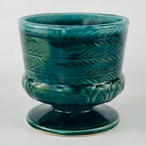 Vintage Hull USA F84 Green Glazed Pottery Pedestal Planter 4 1/2 W x 4 3/8” H - Picture 1 of 5
