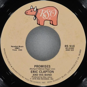 ERIC CLAPTON Promises RSO RS 910 VG 45 RPM 1978 Pop Rock 7" Blues Jukebox - Imagen 1 de 4