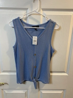 Women’s Derek Heart size medium tank top button and tie front NWT blue - Image 1 of 3