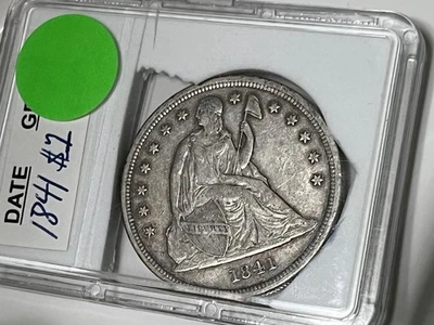 Dólar libertad sentada 1841 en estado bastante bueno+++en grado - muy cerca de XF fecha difícil Foto 1 de 4