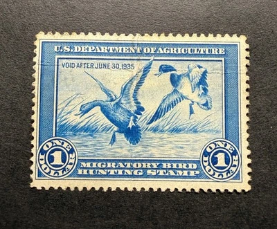 Марки WTD - #RW1 1934 - Федеральная марка США с изображением утки - почти как новые - Изображение 1 из 2
