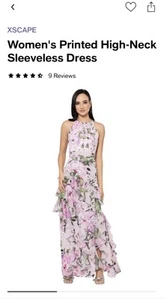 Light Pink Floral Long Dress With Diagonal ruffles - Picture 1 of 5