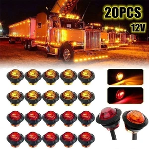 3/4" 12V Marker LIGHTS LED Bullet Amber Red Truck Trailer RV Round Side Lamp - Picture 1 of 12