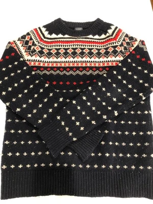J.Crew Men's Medium Blue Red Fair Isle Lambswool Sweater Nordic Ski Outdoors - Image 1 of 4