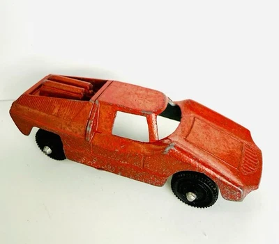 TootsieToy Fiat Abarth Car- Red 2 1/2" Long USA 1970's Vintage Pressed Steel - Image 1 of 4