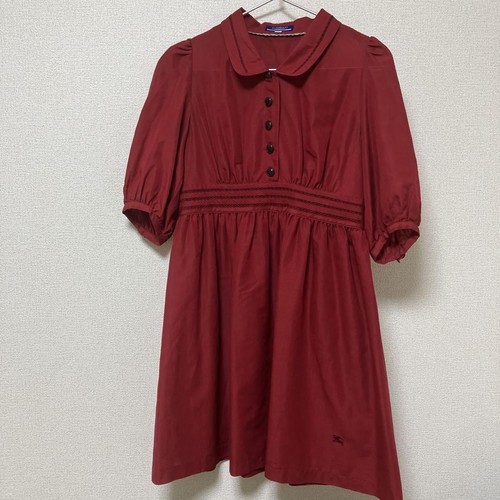 Burberry Blue Label linea A pezzo unico manica a sbuffo rosso vino taglia 38