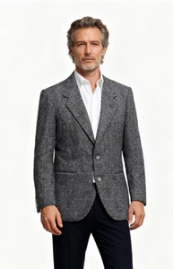 Chaqueta Abrigo Deportivo Vintage Nino Cerruti Talla 40 Gris Oscuro Tweed 100% Lana Pura - Imagen 1 de 7