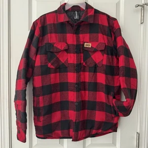 Burnside - Cazadora de franela acolchada aislada a cuadros roja Buffalo para hombre talla pequeña ¡USADA EN EXCELENTE ESTADO! - Imagen 1 de 6