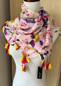 Apt.9 Bufanda Multicolor Poliéster Transparente Borlas Shawed Calentador de Cuello 42X72 - Imagen 1 de 7