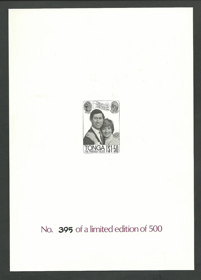 Tonga: 1981; Prueba edición limitada, solo 500, número 395. Lady Di. EBTG04 Foto 1 de 2