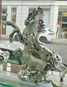 ITALIENISCHES SILBER PFERD ROMANY BLING ORNAMENT KERAMIK WOHNDEKO GESCHENK uk - Bild 1 von 1