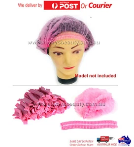 100pc Disposable Head Cap PINK Bouffant Caps For Beauty Facial Oz Seller - Picture 1 of 3