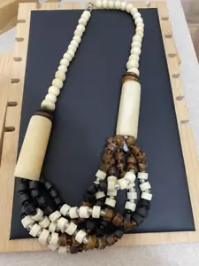 Vintage/modern costume jewellery tribal bone & wood African? necklace JW1423 - Picture 1 of 9