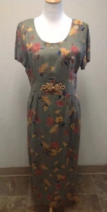 Vintage Michael Blair New York Floral Linen Tailored Floral Dress Size 12 - Picture 1 of 9