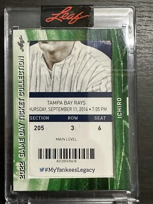 Ichiro Suzuki 2022 Leaf Game Day Ticket Collection Card  2014 Yankees Tampa Bay - Image 1 of 3