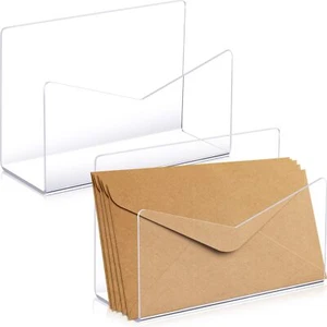 2 Pcs Acrylic Mail Organizer Countertop 6 x 2.5 x 4 Inches Clear Letter Holde... - Picture 1 of 6