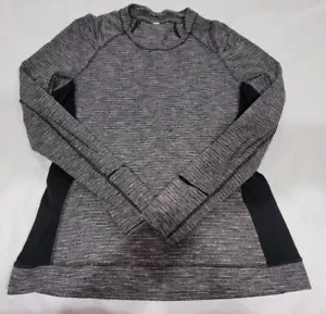 Lululemon Think Fast Manga Larga Talla 12 Jaspeado Espiga Suave Rulu Negro - Imagen 1 de 7