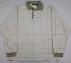 Vintage 90s Structure Grid Check Pattern Polo Rugby Shirt Vtg Corduroy USA Made - Picture 1 of 5