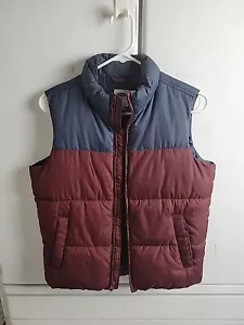 Old Navy Boys Youth Size L ( 10/12 )Puff Vest Navy & Burgundy Clean - Picture 1 of 4