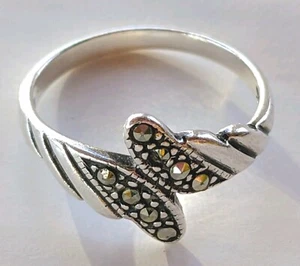 Sterling Silber Markasiten Akzent Bandring 925 Gr: 5,5 Goth Ren Faire Artsy - Bild 1 von 6