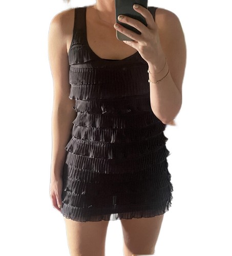 VETEMENTS H&M mini abito grigio con volant corto senza maniche taglia small