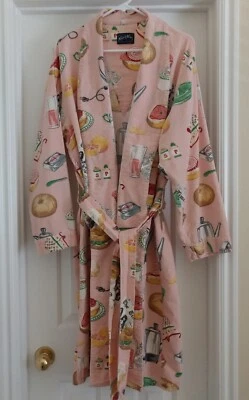 Nick and Nora RARE Breakfast News Flannel Robe L/XL EUVC - Image 1 of 4