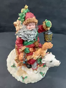 Harz Weihnachtsmann auf Eisbär Weihnachtsdeko. Sehr guter Zustand - Bild 1 von 12