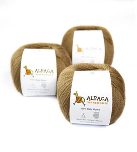 100% Baby Alpaca Yarn Wool Set of 3 Skeins Lace Weight - Picture 1 of 48